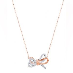 Swarovski Lifelong Bow Pendant Necklace - Pink Gold and Silver